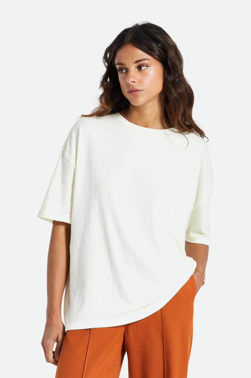 Tops Brixton Oversized Boyfriend Feminino Branco | FRMES-5917