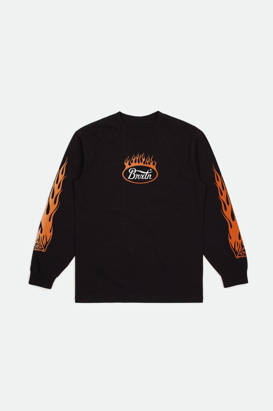 Tops Brixton Parsons Flame L/S Standard Masculino Pretas Branco Laranja | UEIDK-5064