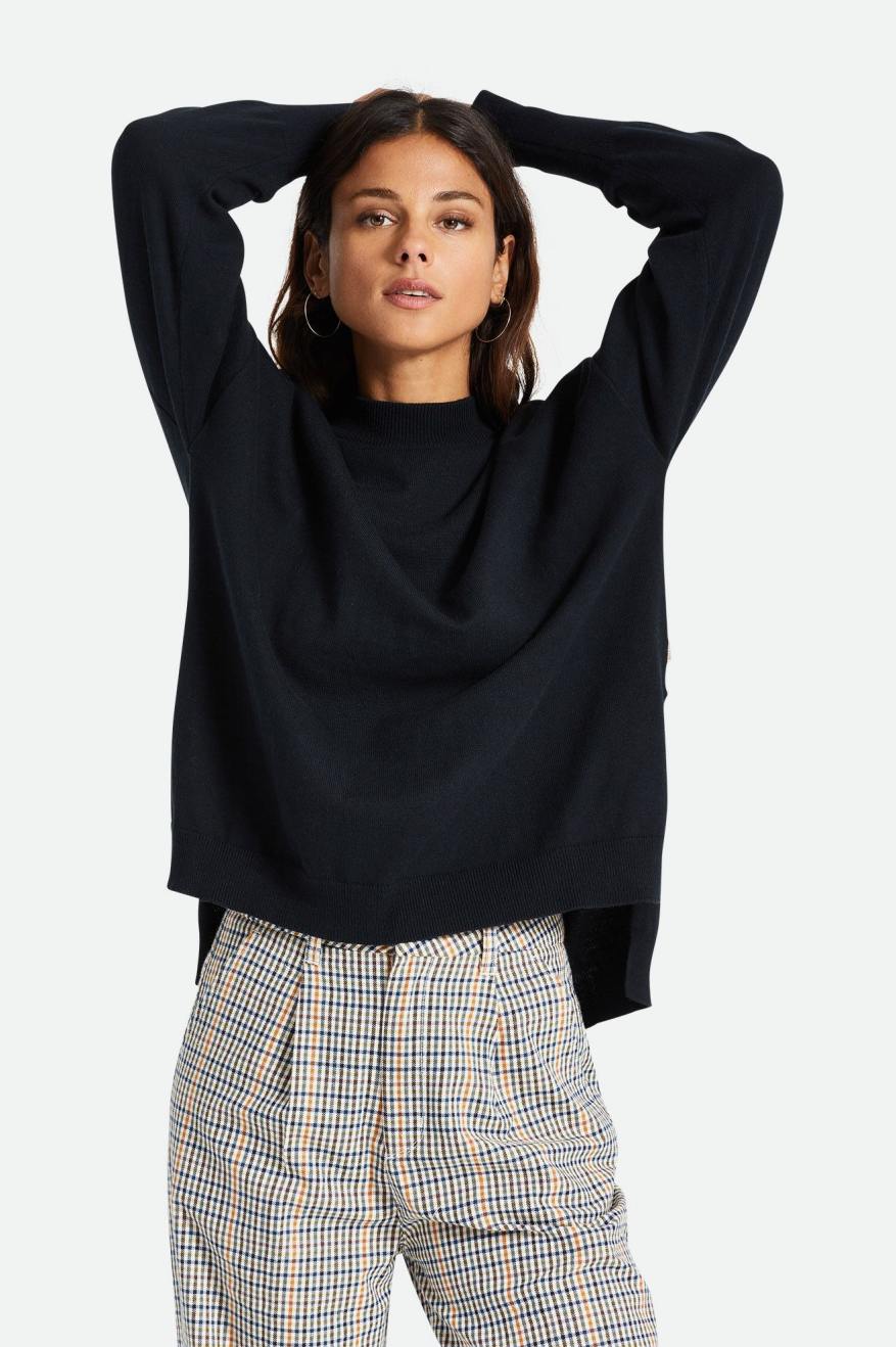 Tops Brixton Reserve Oversized Cashmere Moletom Feminino Pretas | KEYOD-0827