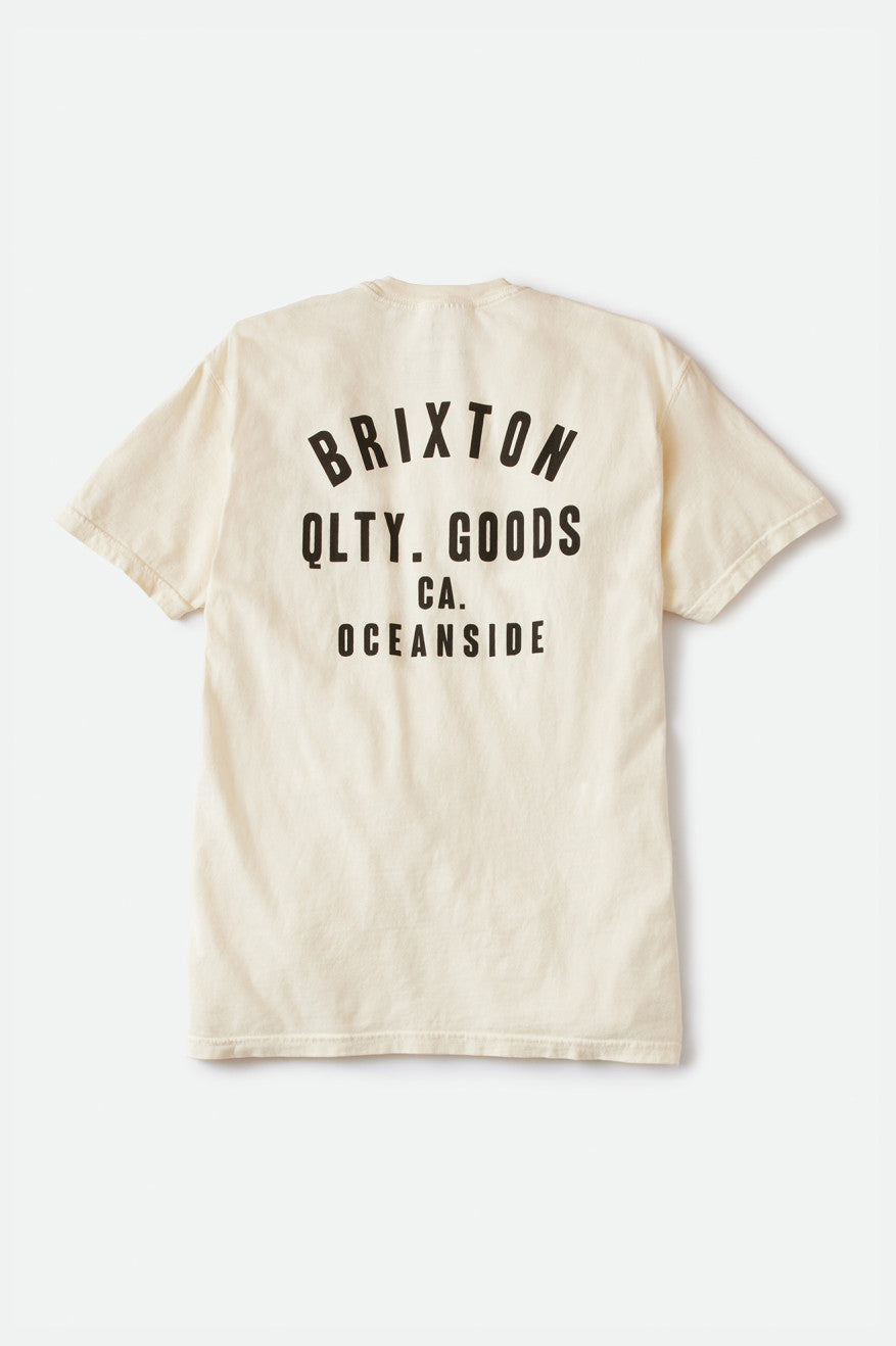 Tops Brixton Woodburn Oceanside S/S Standard Masculino Creme Pretas | MHLJZ-3268