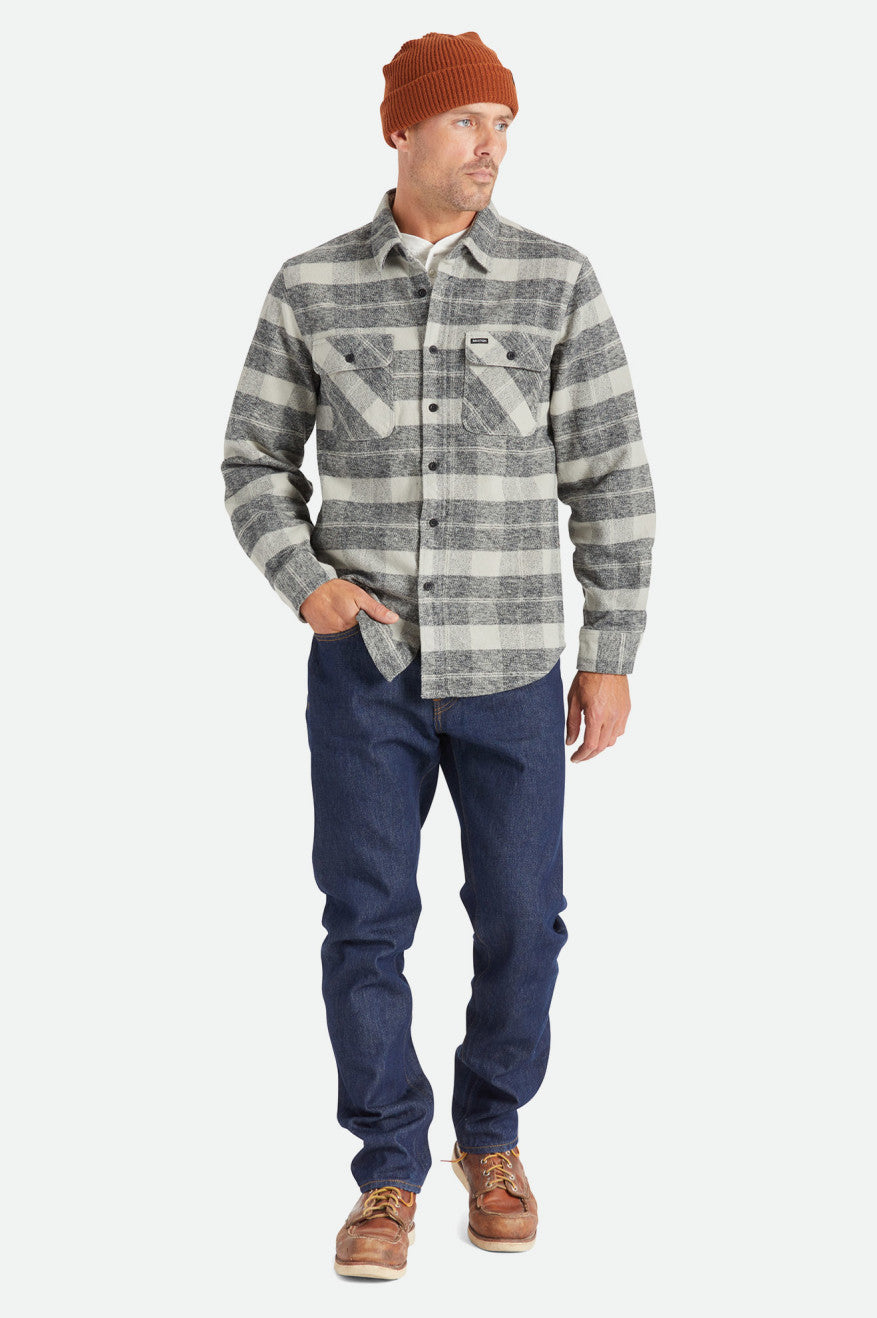 Tops De Flanela Brixton Bowery Heavy Weight L/S Masculino Pretas Cinzentas | BTQID-9768