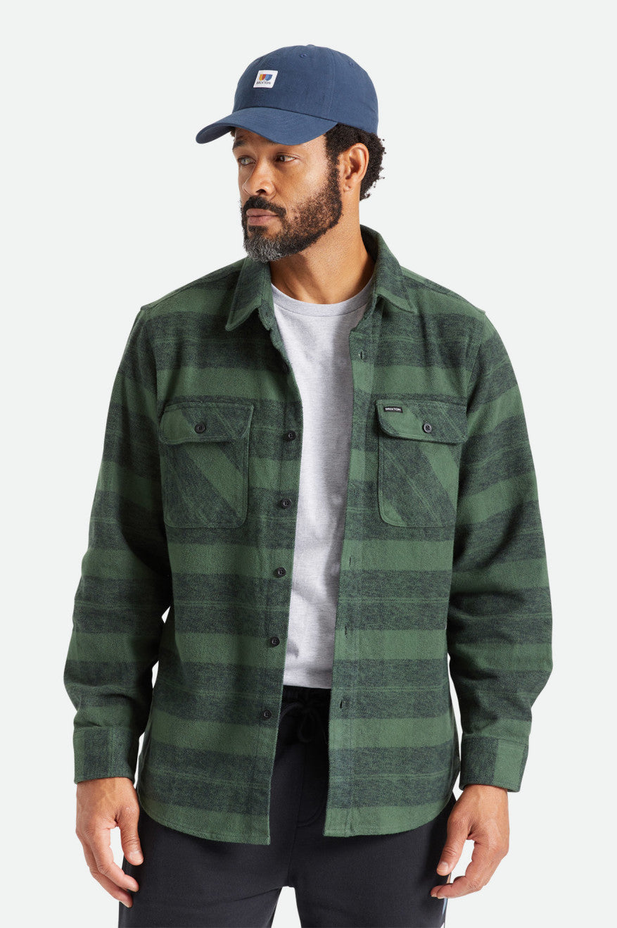 Tops De Flanela Brixton Bowery Heavy Weight L/S Masculino Verdes | NECXM-3569