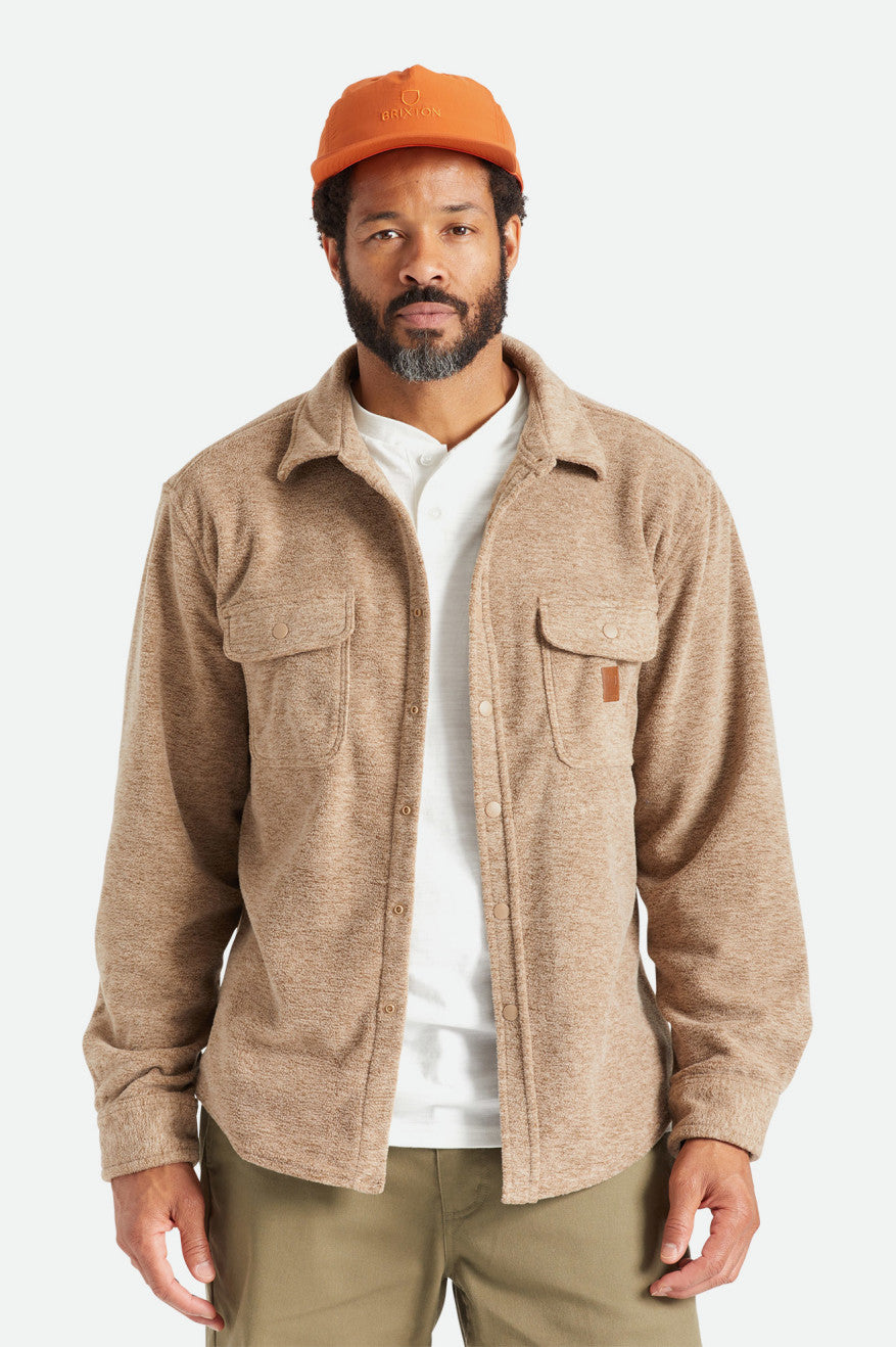 Tops De Flanela Brixton Bowery L/S Arctic Stretch Fleece Masculino Bege | MYCGJ-5342