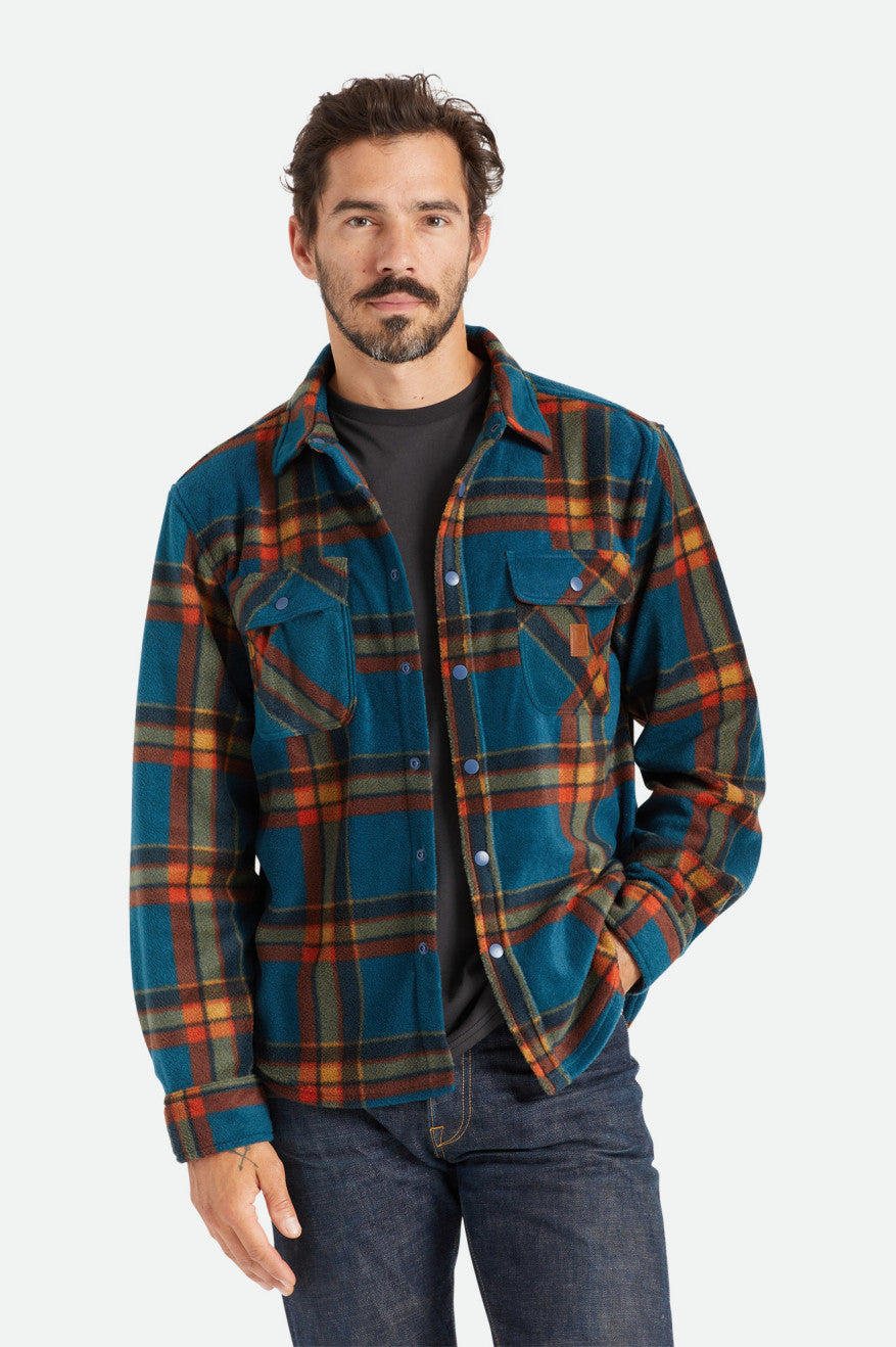 Tops De Flanela Brixton Bowery L/S Arctic Stretch Fleece Masculino Azuis Escuro | TQWBK-7056