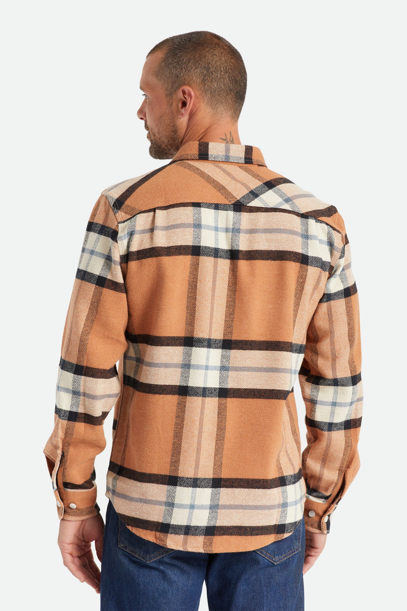 Tops De Flanela Brixton Bowery L/S Masculino Bege | BMXKQ-7260