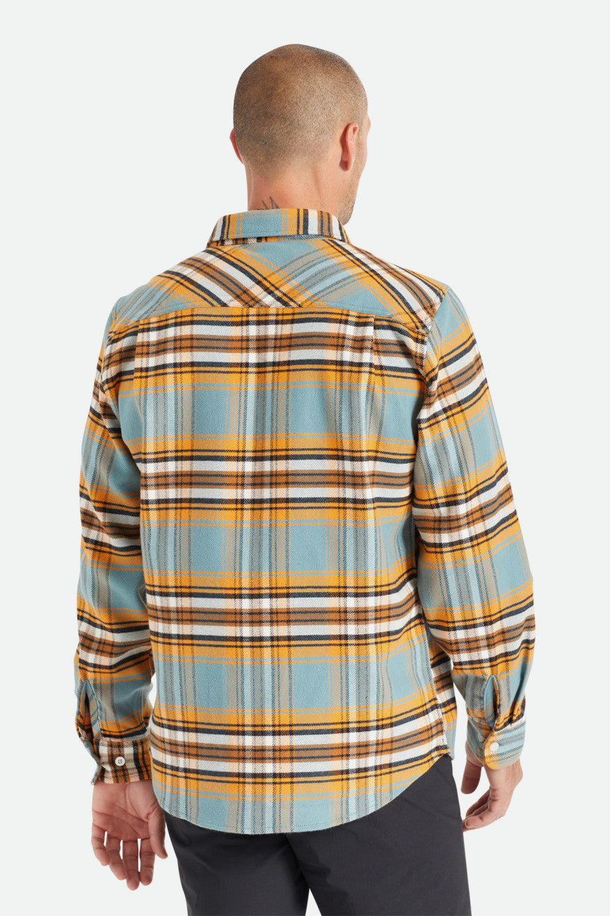 Tops Tecidos Brixton Bowery Stretch L/S Utility Masculino Laranja Branco | TLWZB-8316